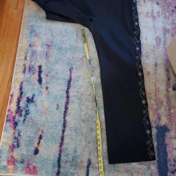 Karen Kane Black Stretchy Kick Flare Pants with Turquoise Studs Size 12 - Picture 8 of 12